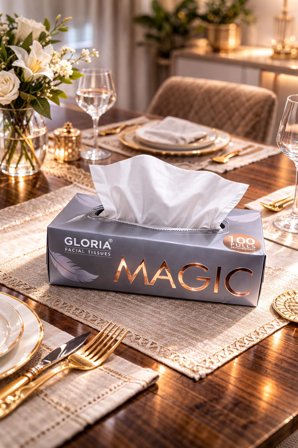 Gloria Magic Tissue Box 100Pulls 2ply(Pack of 4)