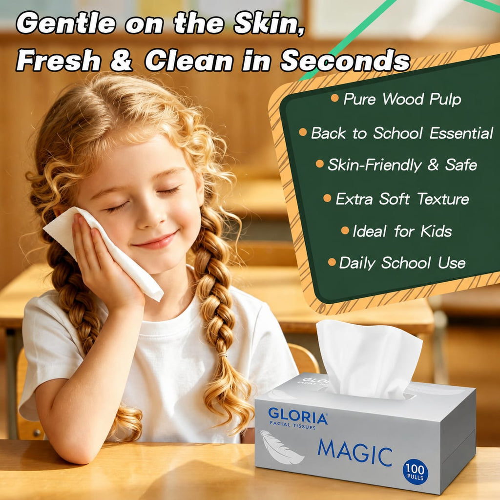 Gloria Magic Tissue Box 100Pulls 2ply(Pack of 4)