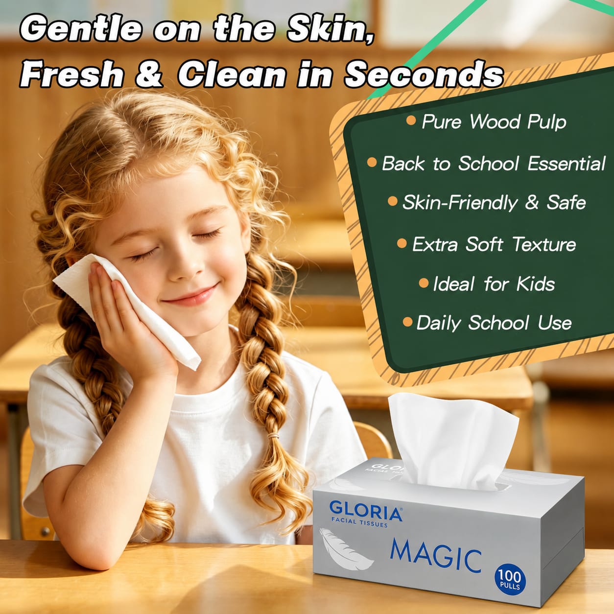 Gloria Magic Tissue Box 100Pulls 2ply(Pack of 4)