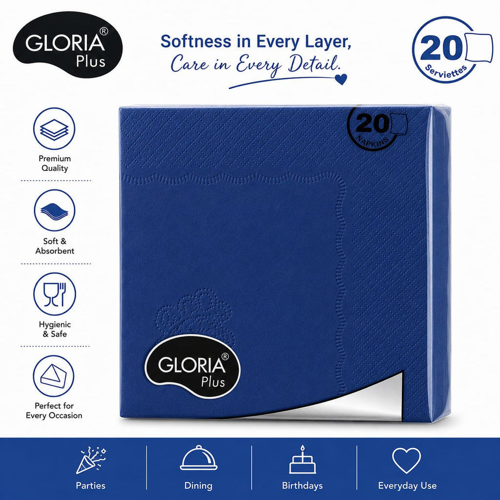 Gloria Hi Fi 20 pulls 3 Ply coloured Napkins(Pack of 10 different colours)