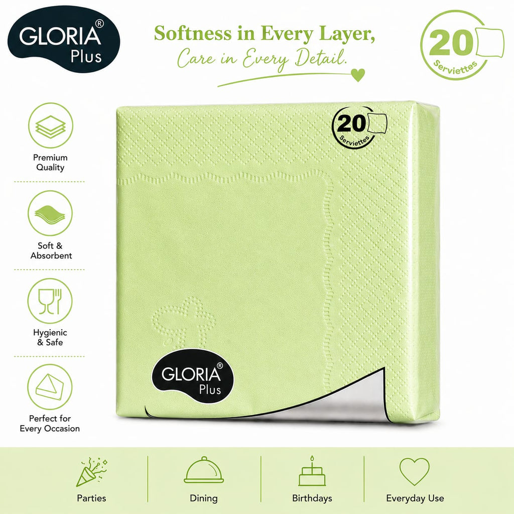 Gloria Hi Fi 20 pulls 3 Ply coloured Napkins(Pack of 10 different colours)