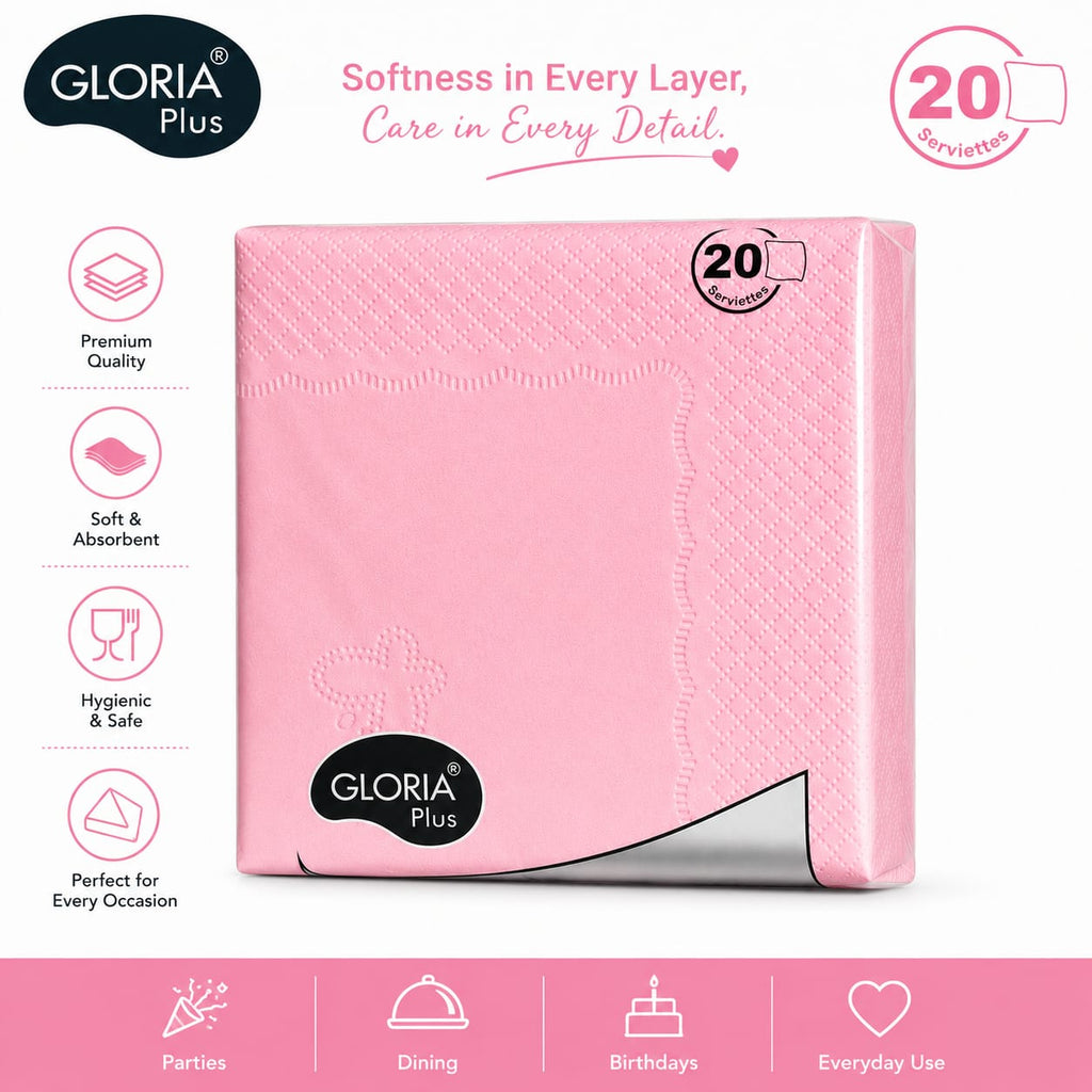 Gloria Hi Fi 20 pulls 3 Ply coloured Napkins(Pack of 10 different colours)