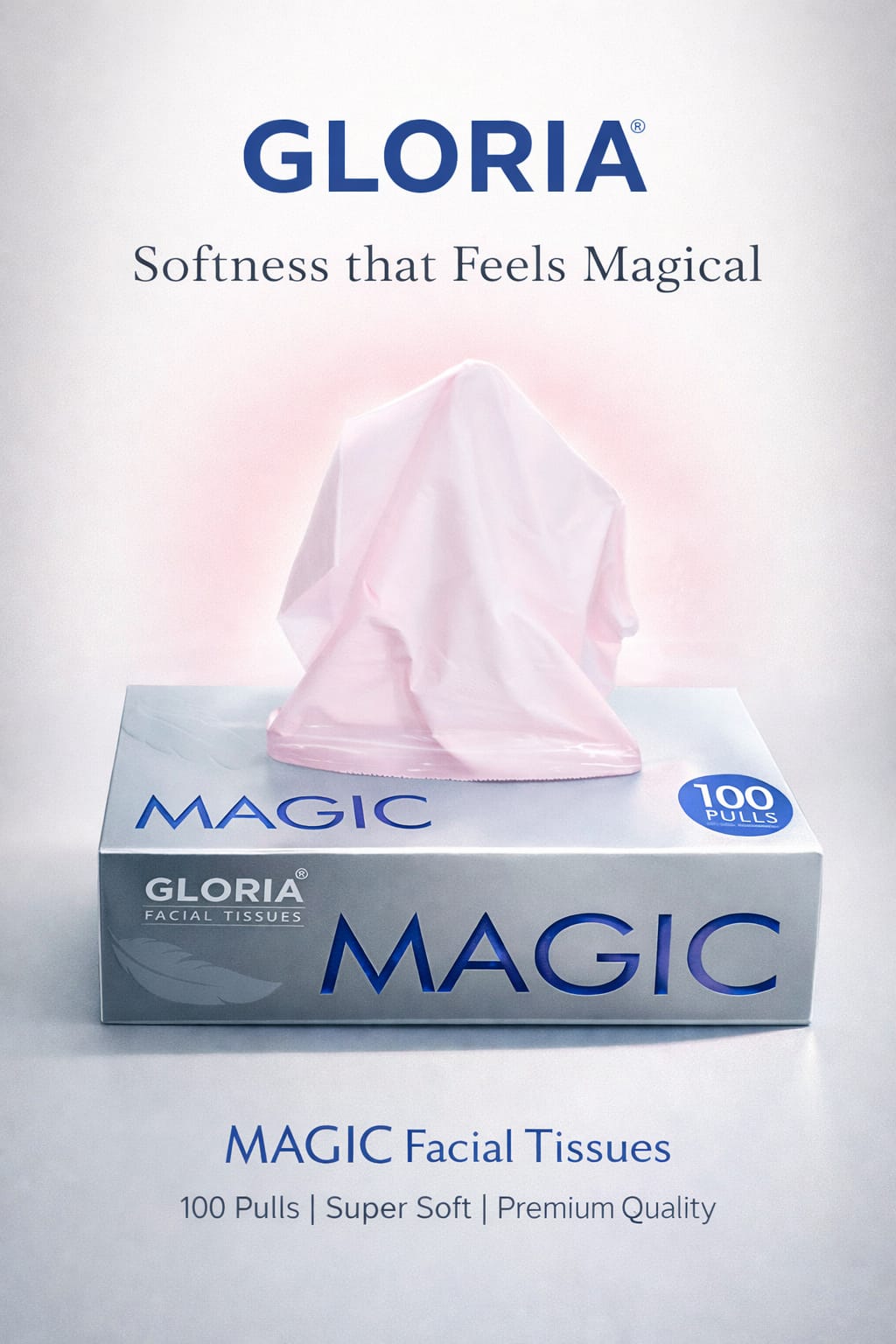 Gloria Magic Tissue Box 100Pulls 2ply(Pack of 4)